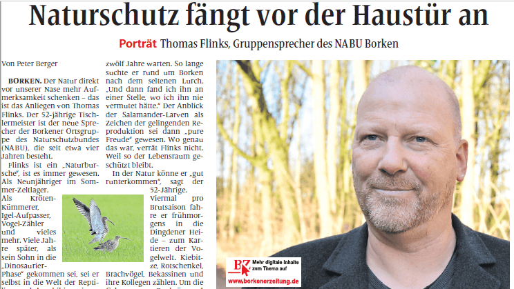 NABU-Sprecher Thomas Flinks im Porträt der Borkener Zeitung